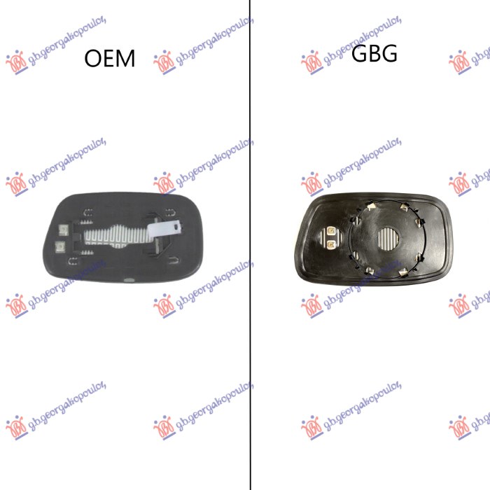 STAKLO RETROVIZORA SA GREJACEM (OKRUGLO KACENJE) (SAMO ZA ZAMENSKI RETROVIZOR) - LEVO