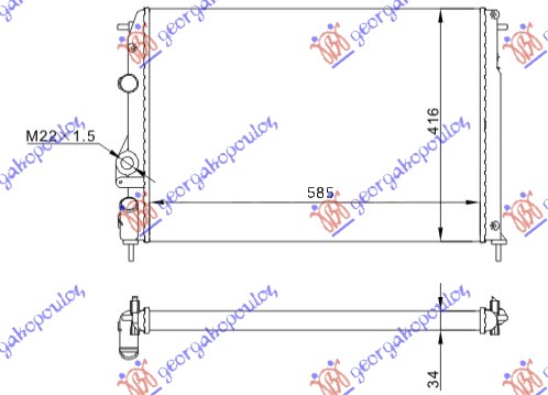 HLADNJAK MOTORA 1.4/1.6/1.8/2.0 (MAN/AUTO) (+AC) (58.5x41) (NRF)