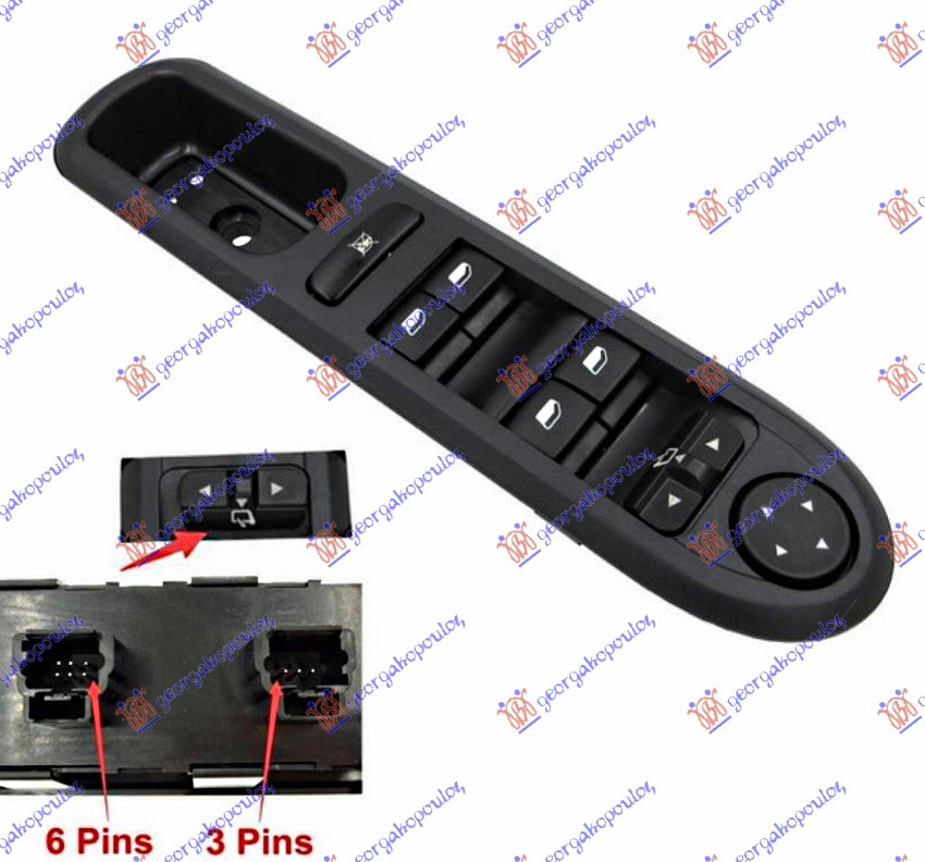 PREKIDAC U PREDNJIM VRATIMA (4 TASTERA) (9 PIN) - LEVO