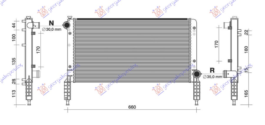 HLADNJAK MOTORA 1.2/1.6 16V (+AC) (58x30.5) (NISSENS)