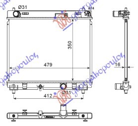 HLADNJAK MOTORA DIZEL 1.4 D-4D (66KW) (350x480x16) (NRF)