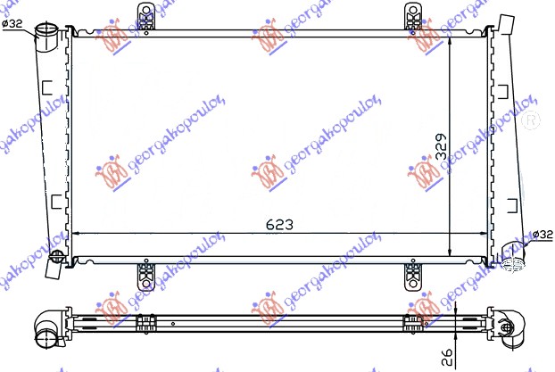 HLADNJAK MOTORA 1.9 DIZEL (622x330x27) 2000-2006 (NRF)