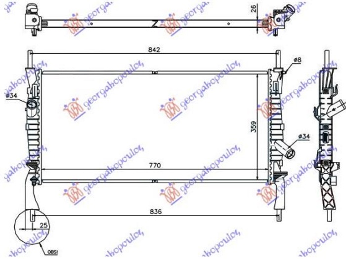 HLADNJAK MOTORA 2.2/2.4 TDCI 2.3i (+AC) (76.8x38) (NRF)