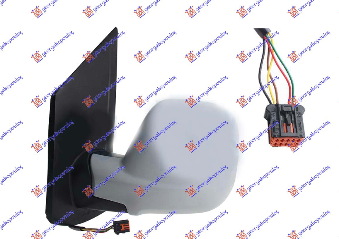 RETROVIZOR ELEKTRICNI SA GREJACEM PM (ELEKTRO-SKLOPIV) (MRTAV UGAO) (9 PIN) (A K