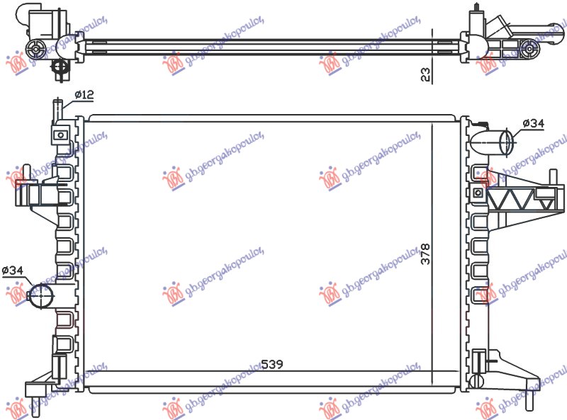 HLADNJAK MOTORA 1.4/1.8 (MAN) (+/-AC) (54x38) DIJAGONALNO (NISSENS)