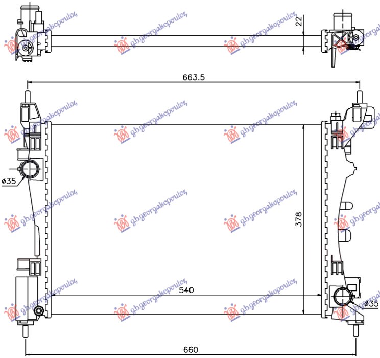 HLADNJAK MOTORA ZA SVE MODELSE BENZIN (MAN/AUTO) (+/-AC) (54x37.5) (NISSENS)
