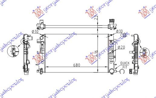 HLADNJAK MOTORA 2.2 DIZEL Cdi (MAN) (-AC) (677x415x23) (NRF)
