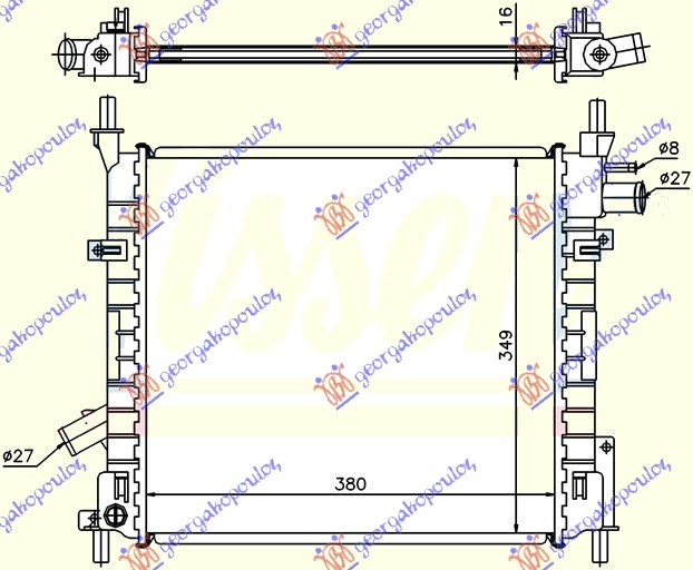 HLADNJAK MOTORA BENZIN (-AC) (380x355) (NRF)