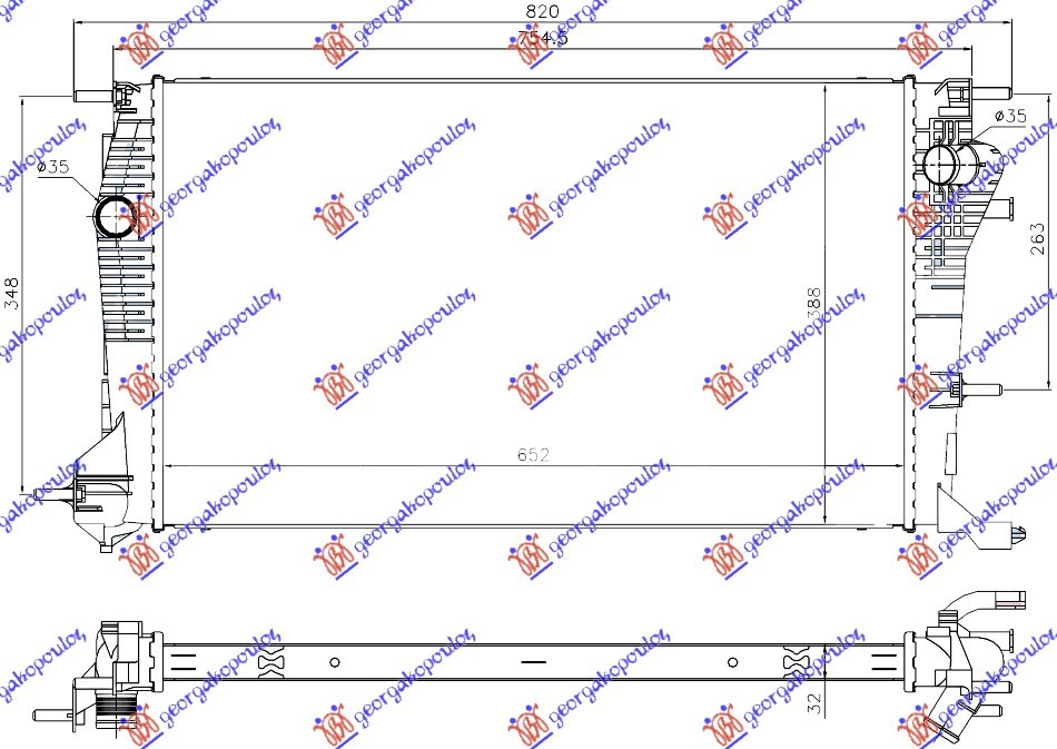 HLADNJAK MOTORA 2.0 TCE (F4R874) BENZIN - 1.6/2.0 DCi DIZEL (650x390) (NRF)