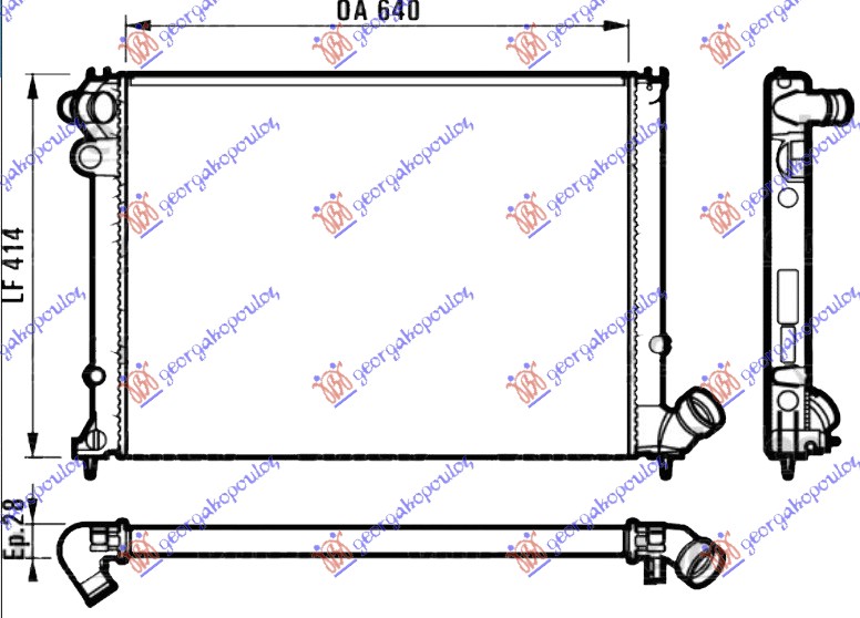 HLADNJAK MOTORA 1.6i 8V 1.8i 8/16V (MAN) (+AC) (64x40) (NRF)