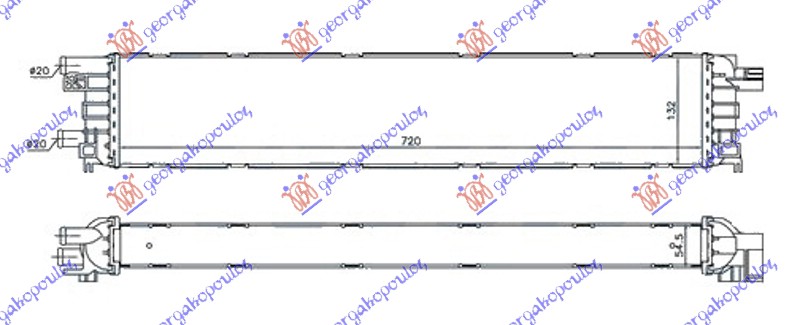 HLADNJAK MOTORA DODATNI 3.0 TFSI/S4 BENZIN - 2.0 TDi DIZEL (720x132x55) (MAHLE B