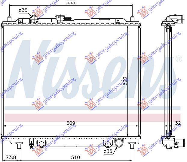 HLADNJAK MOTORA 2.8 TDi (MAN) (+/-AC) (500x600x32)