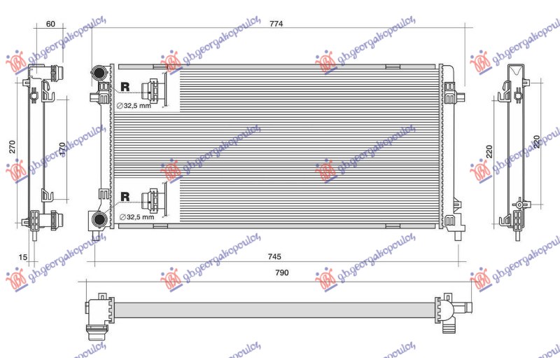 HLADNJAK MOTORA 1.6 TDi DIZEL (650x320x32) BEZ CEVI (NRF)