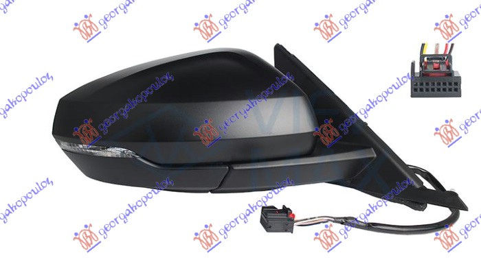 RETROVIZOR ELEKTRICNI SA GREJACEM CRNI (MIGAVAC) (6 PIN) (KONVEKSNO STAKLO) - DESNO