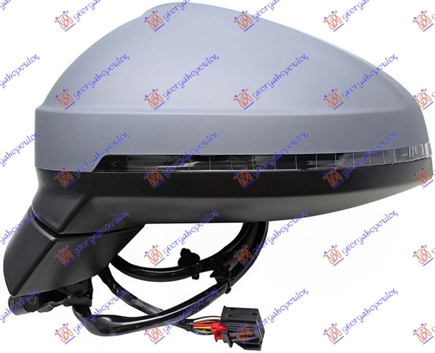 RETROVIZOR ELEKTRICNI SA GREJACEM PM (MIGAVAC) (8 PIN) (ASFERICNO STAKLO) - LEVO