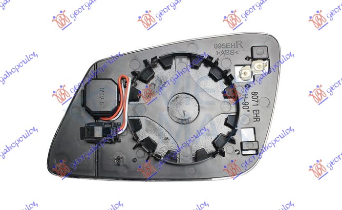 STAKLO RETROVIZORA SA GREJACEM (MRTAV UGAO) (KONVEKSNO) - DESNO