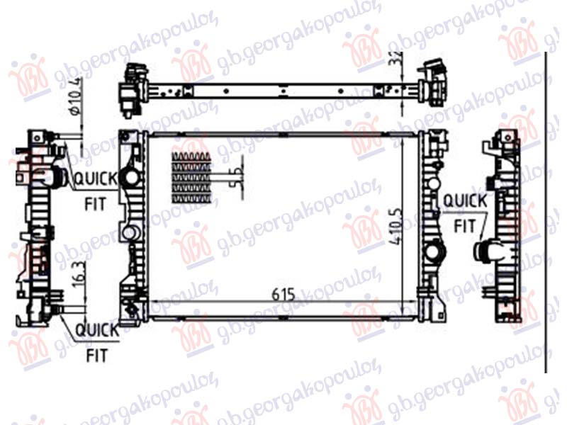 HLADNJAK MOTORA 2.0/3.0 DIZEL/HIBRID (AUTO) (615x410) (NISSENS)