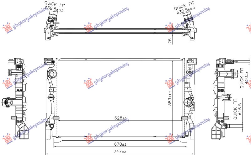 HLADNJAK MOTORA 2.0/3.0 DIZEL (AUTO) (628x383x26)