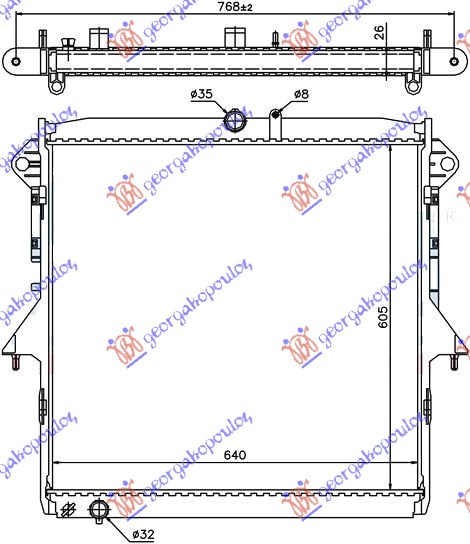 HLADNJAK MOTORA 2.5 BENZIN (MAN/AUTO) (605x640) (KOYO)