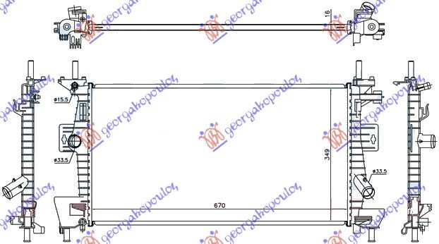 HLADNJAK MOTORA 1.5 TDCi DIZEL (AUTO) (546x351x26)