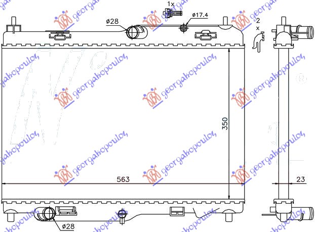 HLADNJAK MOTORA 1.4/1.6 TDCI (MAN) (+/-AC) (56.3x35)