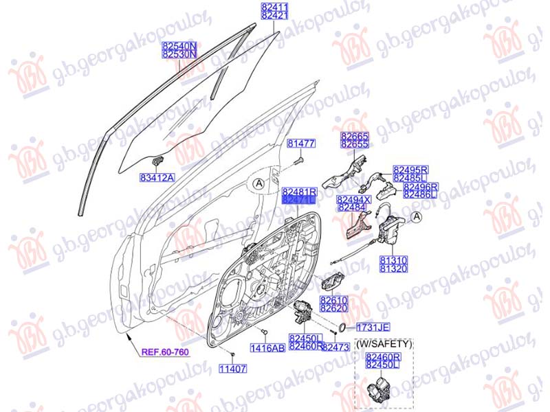 PODIZAC PREDNJEG PROZORA ELEKTRICNI (BEZ MOTORA) (CESKA) (O) - LEVO