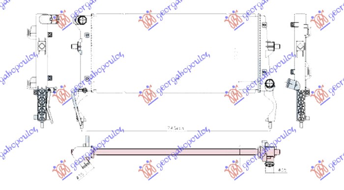 HLADNJAK MOTORA 1.6 DIZEL (650x288x36) SA CEVI