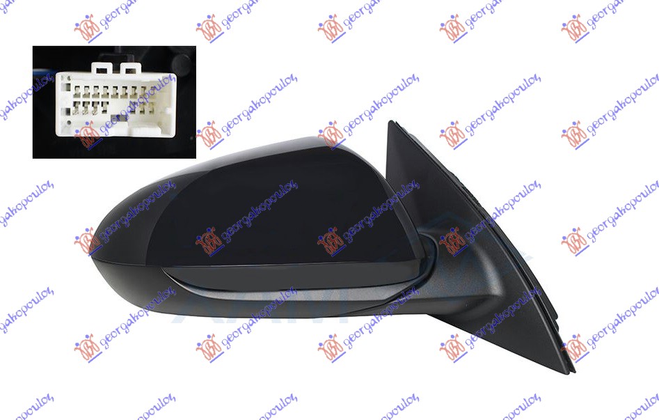 RETROVIZOR ELEKTRICNI SA GREJACEM PM (5 PIN) (KONVEKSNO STAKLO) - DESNO