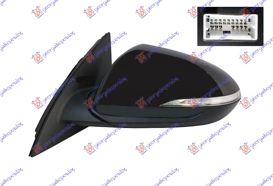 RETROVIZOR ELEKTRICNI SA GREJACEM PM (ELEKTRO-SKLOPIV) (MIGAVAC) (8 PIN) (A KVAL - LEVO