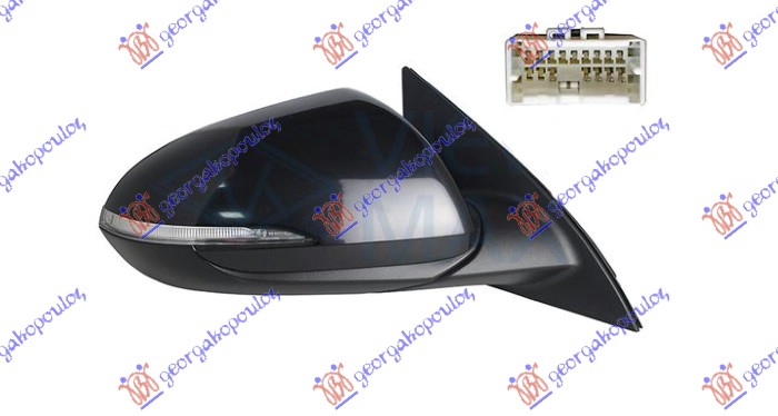 RETROVIZOR ELEKTRICNI SA GREJACEM PM (6 PIN) (A KVALITET) (KONVEKSNO STAKLO) - DESNO