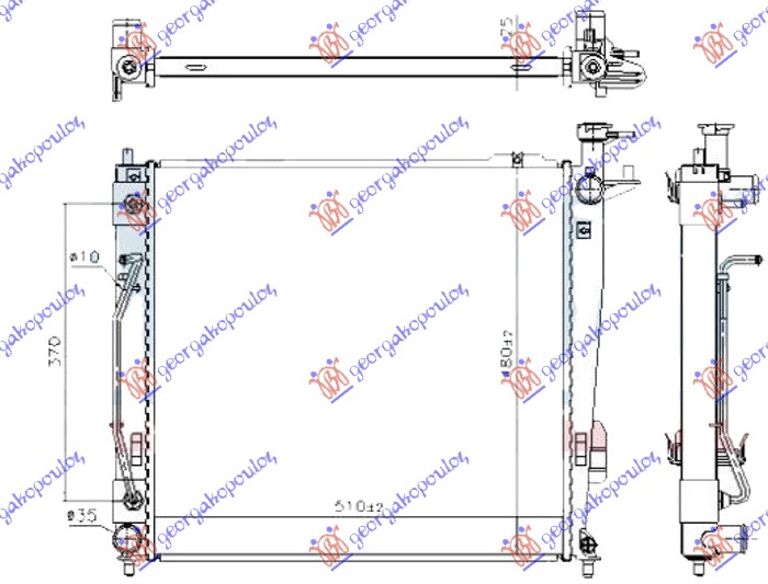 HLADNJAK MOTORA 2.0/2.2 CRDi DIZEL (AUTO) (510x480x26) (HALLA TIP) (VALEO)