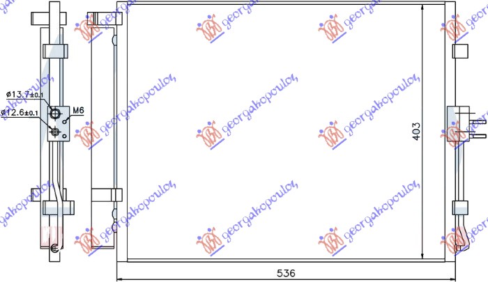 HLADNJAK KLIME 1.6 BENZIN - 1.6 CRDi DIZEL (495x400x16) (MARELLI)