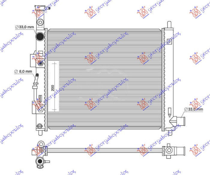 HLADNJAK MOTORA 1.0/1.2 BENZIN (MAN/AUTO) (410x410) (KOYO)