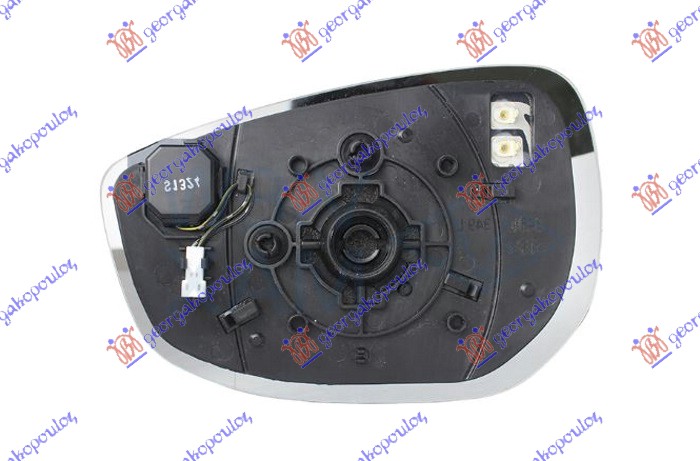 STAKLO RETROVIZORA SA GREJACEM (MRTAV UGAO) (KONVEKSNO) - DESNO