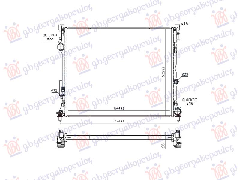 HLADNJAK MOTORA 2.0/3.0 BENZIN/HIBRID - 2.0/2.9 DIZEL/HIBRID (645x523x26) (VALEO