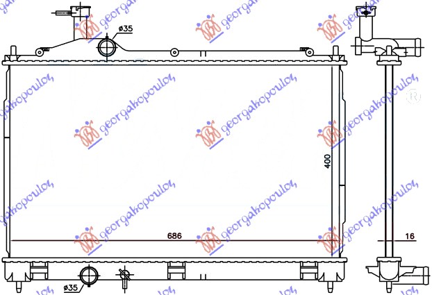 HLADNJAK MOTORA 2.0/2.4/3.0 BENZIN - 2.0 HIBRID (400x690x16) (NRF)