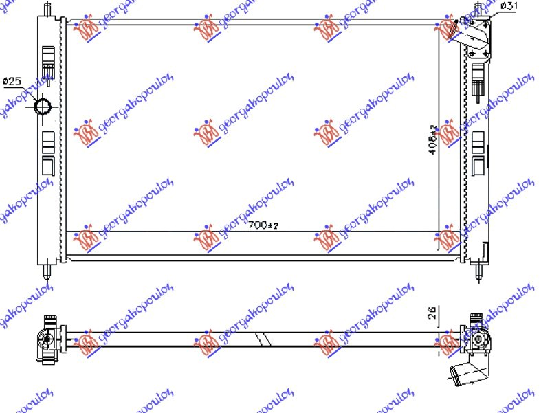 HLADNJAK MOTORA 1.6 DI-D DIZEL (MAN) (700x410) (NISSENS)