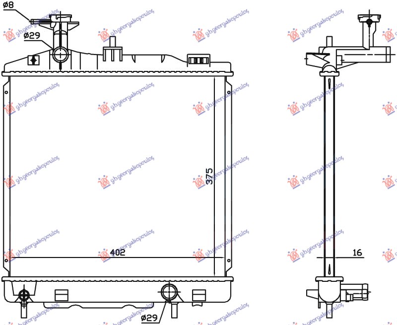 HLADNJAK MOTORA 1.0/1.2 BENZIN (MAN) (375x395x16) (KOYO)