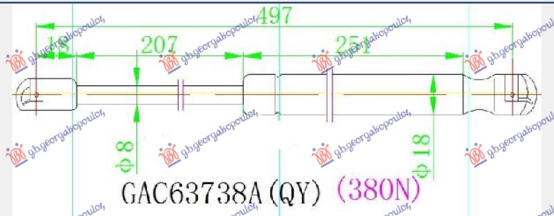 AMORTIZER GEPEK VRATA (497L-380N)