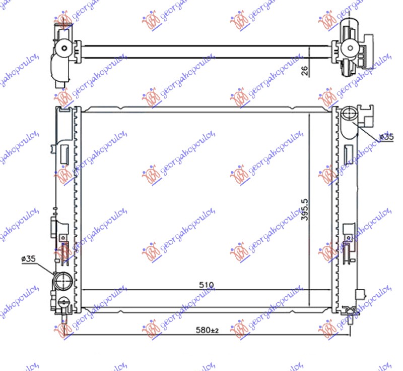 HLADNJAK MOTORA 1.0i - 1.3 DIG-TURBO BENZIN (510x395x26) (NRF)