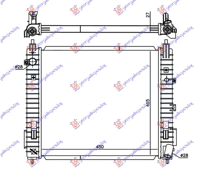 HLADNJAK MOTORA 1.5 dCi DIZEL (MAN) (450x405x27) (KOYO)