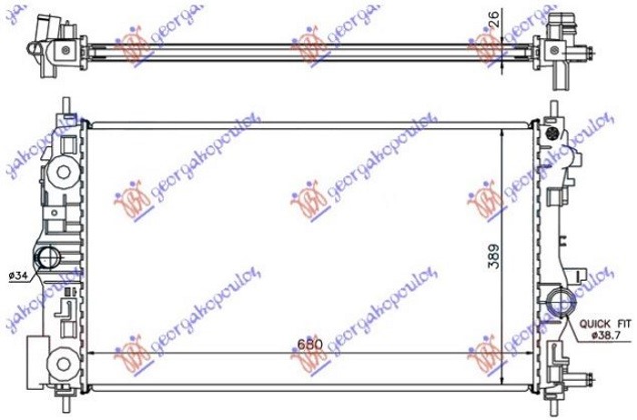 HLADNJAK MOTORA 1.7/2.0 DIZEL (680x395) (NRF)