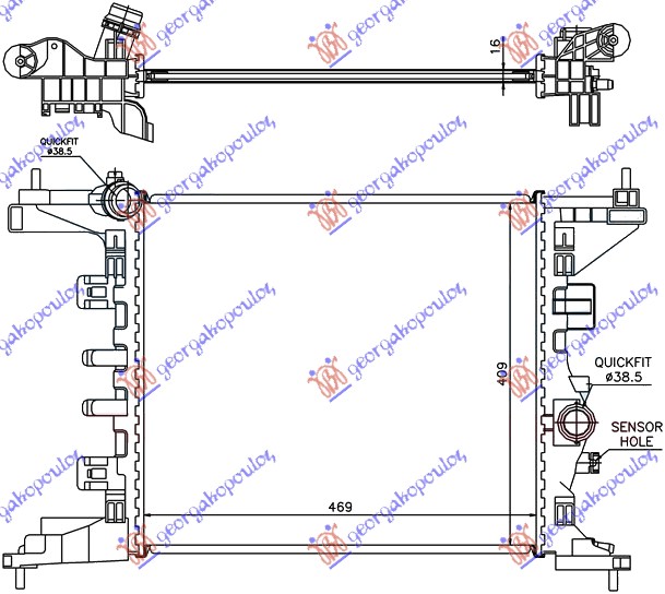 HLADNJAK MOTORA 1.4i/16V (A14XER) (470x428) (NISSENS)