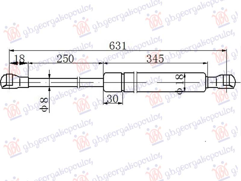 AMORTIZER GEPEK VRATA (632.5L-550N) 