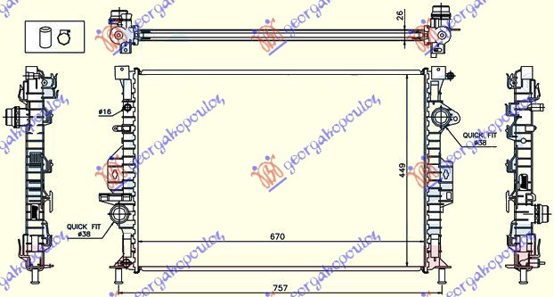 HLADNJAK MOTORA ZA SVE MODELE BENZIN/DIZEL (AUTO) (670x449x26)