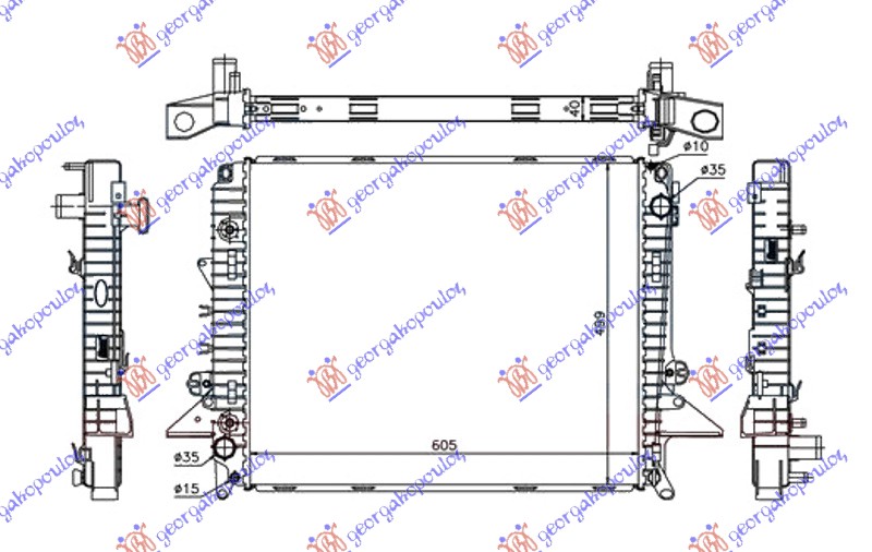 HLADNJAK MOTORA 2.7 Tdi V6 DIZEL (MAN/AUTO) (605x500x40) (NRF)