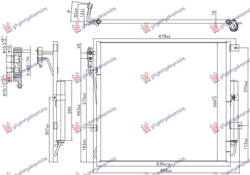 HLADNJAK KLIME 3.0/5.0 BENZIN (637x570x16)