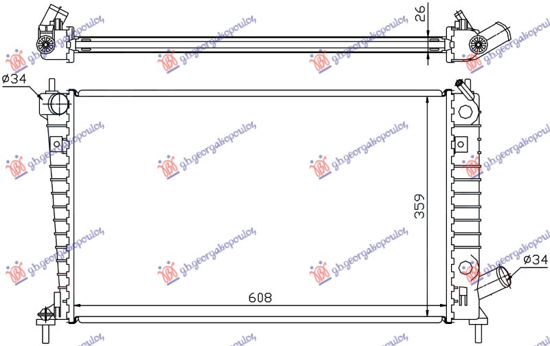 HLADNJAK MOTORA 2.0/2.3 BENZIN (MAN) (608x359) (NISSENS)