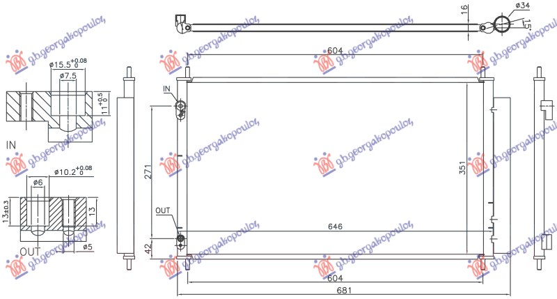 HLADNJAK KLIME 1.5 HIBRID BENZIN (600x355x16) (KOYO)