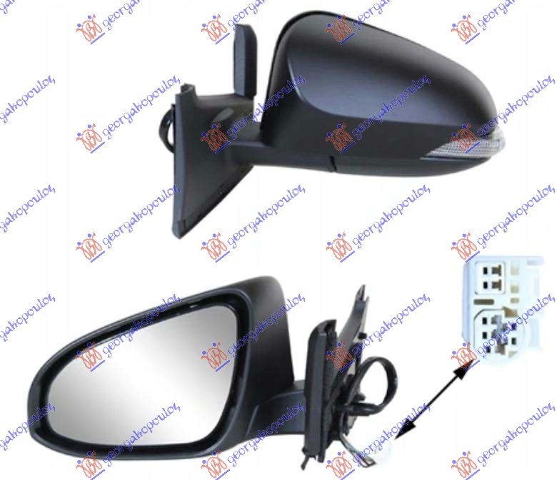 RETROVIZOR ELEKTRICNI SA GREJACEM PM (ELEKTRO-SKLOPIV) (MIGAVAC) (A KVALITET) (K - LEVO